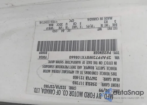 2000 Ford Crown Victoria from USA, damaged, VIN 2FAFP73W8YX108660